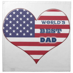 World's Best Dad American Flag Heart Napkin