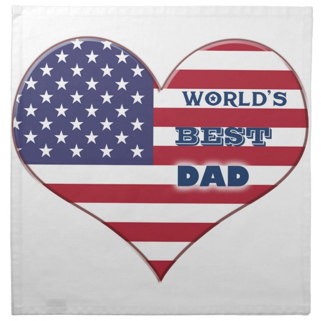 World's Best Dad American Flag Heart Napkin (Front)
