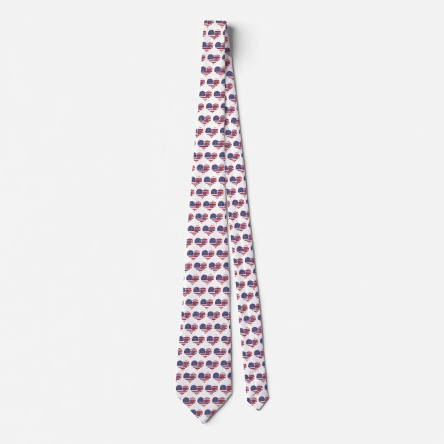 World's Best Dad American Flag Heart Neck Tie (Front)