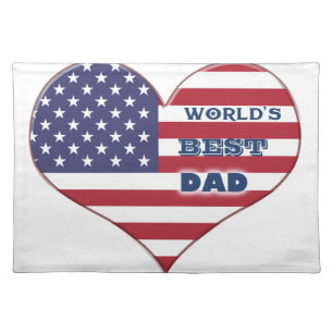 World's Best Dad American Flag Heart Placemat