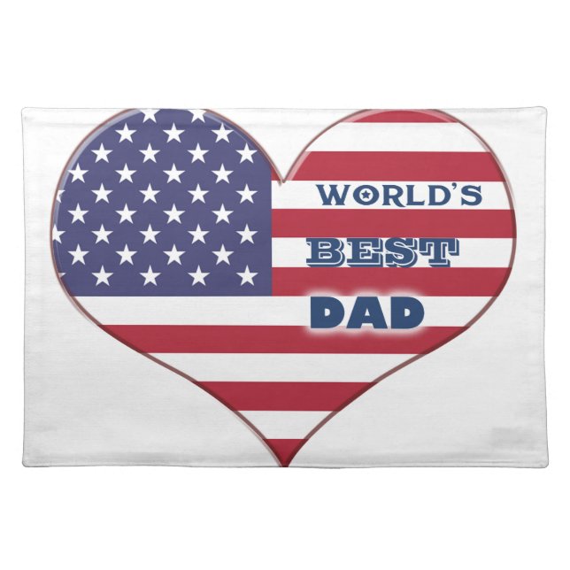 World's Best Dad American Flag Heart Placemat (Front)