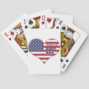 World's Best Dad American Flag Heart Poker Cards