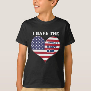 World's Best Dad American Flag Heart T-Shirt