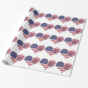 World's Best Dad American Flag Heart Wrapping Paper