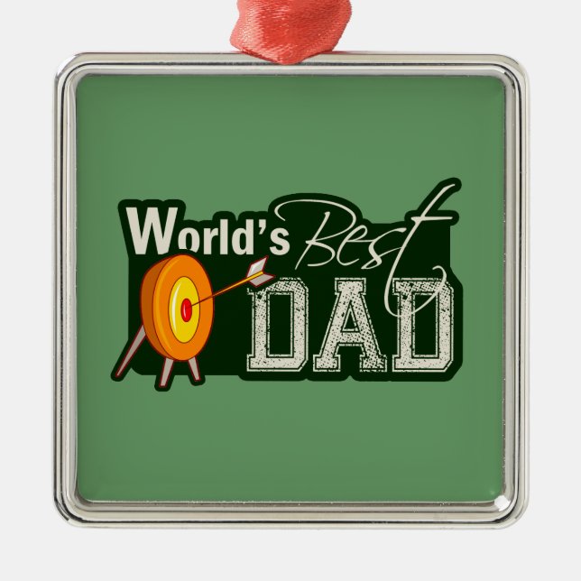 World's Best Dad; Archery Metal Ornament (Front)