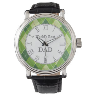 World's Best Dad argyle golf style watch