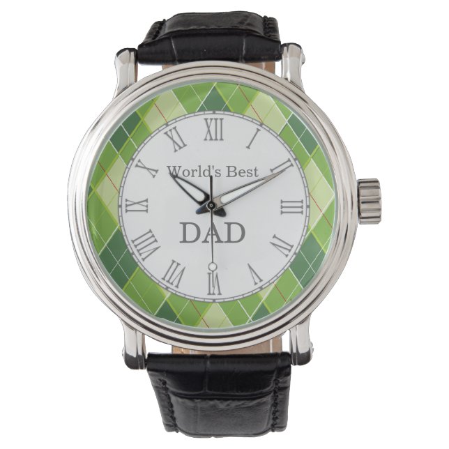 World's Best Dad argyle golf style watch (Front)