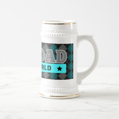 Worlds Best Dad Argyle Patterned Fathers Day Beer Stein