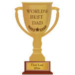 World's Best Dad Award Trophy Photo Sculpture<br><div class="desc">Give your Dad the best gift ever! "World's Best Dad" golden award trophy.</div>