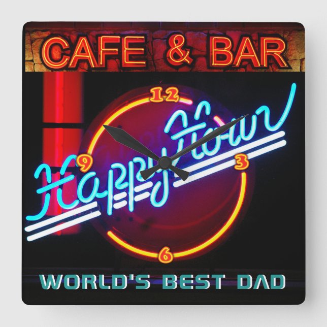 World's BEST DAD BAR CLOCK DEN MANCAVE NEON (Front)
