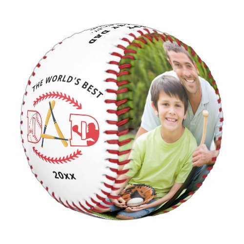 Worlds Best Dad Baseball Custom Photo Name