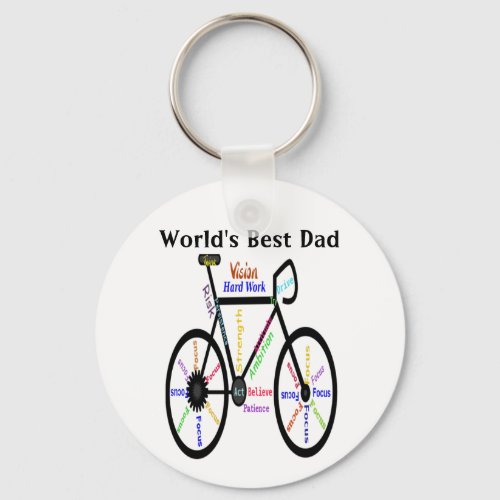 Worlds Best Dad Bicycle  Motivational Words Keychain