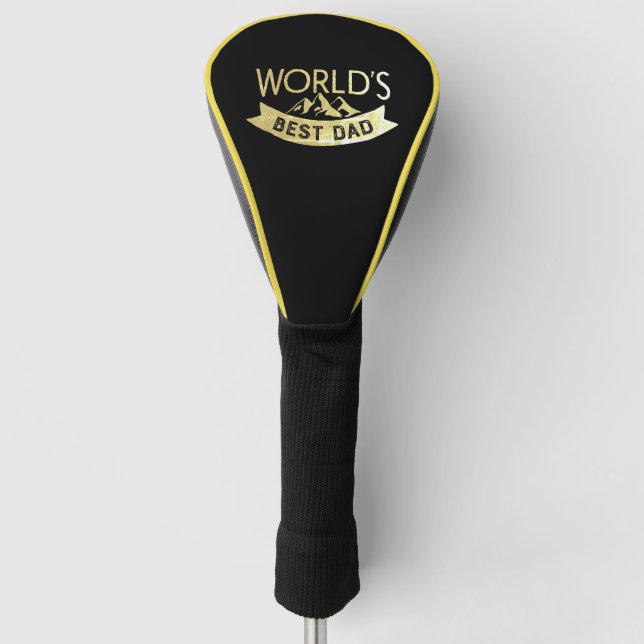 World's Best Dad Black and Gold Golf Head Cover (Front)