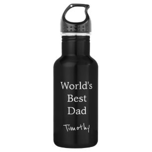 World's Best Dad Black and White Water Bottle