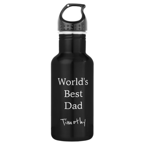 Worlds Best Dad Black and White Water Bottle