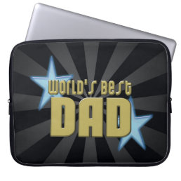 World&#39;s Best Dad Black/Gold Cool Father&#39;s Day Laptop Sleeve
