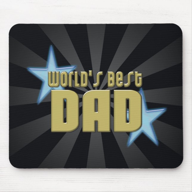 World's Best Dad Black/Gold Cool Father's Day Mouse Pad (Front)
