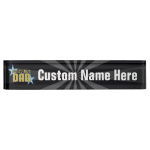 World's Best Dad Black/Gold Cool Father's Day Name Plate