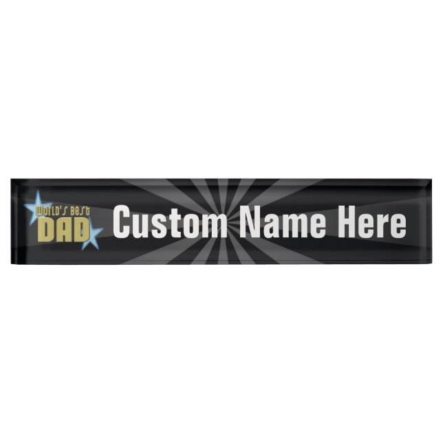World's Best Dad Black/Gold Cool Father's Day Name Plate (Front)