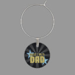 World's Best Dad Black/Gold Cool Father's Day Wine Glass Charm