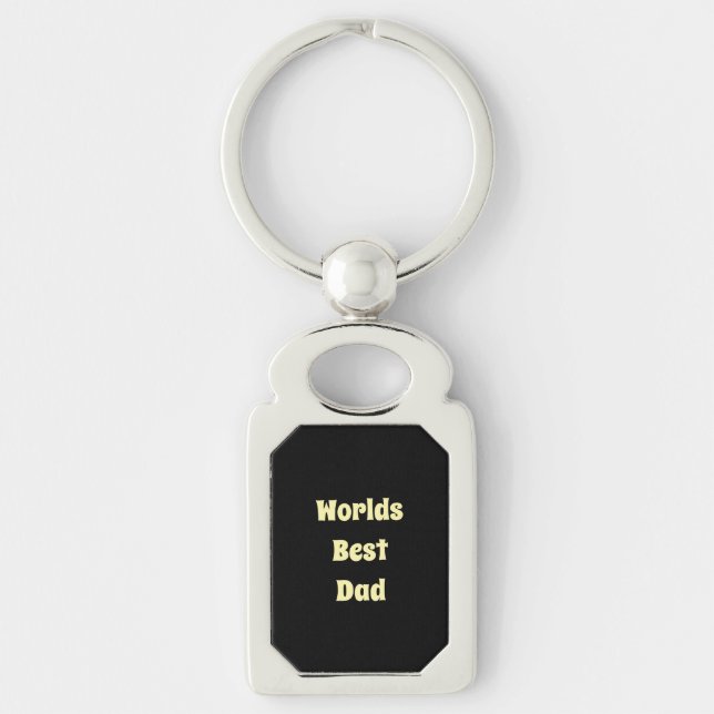 Worlds Best Dad Black &White Metal Keychain (Front)