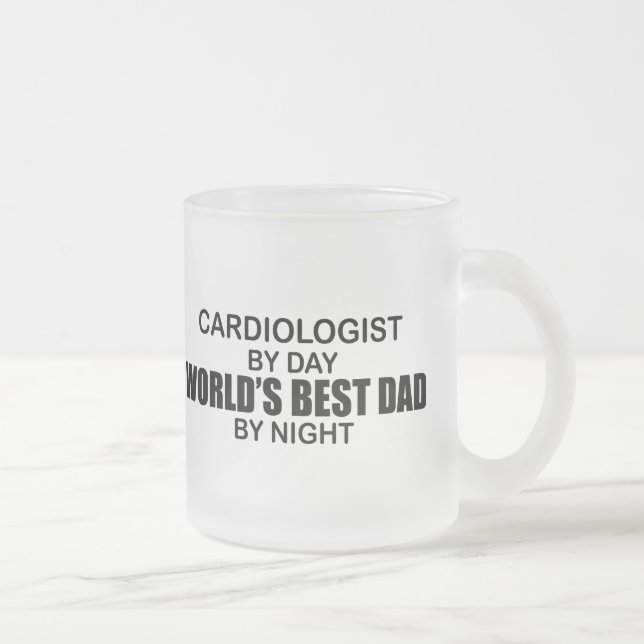 World's Best Dad - Cardiologist Frosted Glass Coffee Mug (Right)