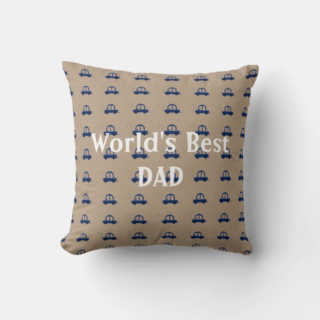 Worlds Best Dad Cars Throw Pillow (Front)