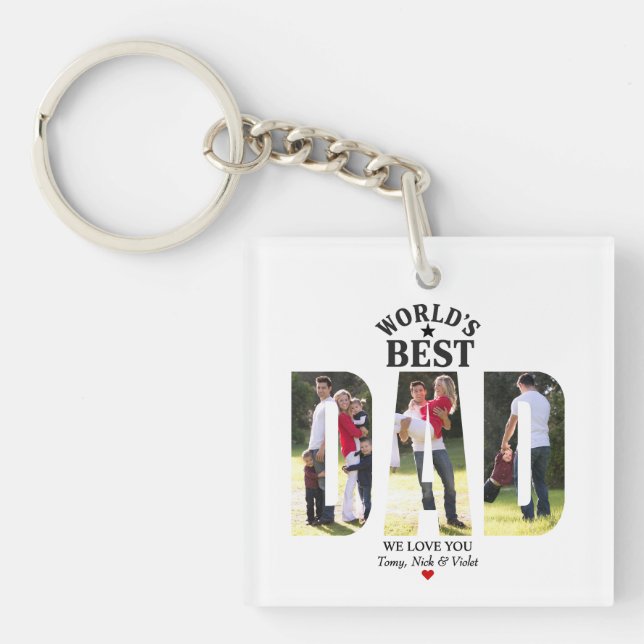 World's Best Dad-Certified Father's Day photo Keychain (Front)