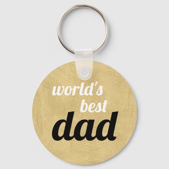 World's Best Dad Chic Script Gold and Black Keychain (Front)