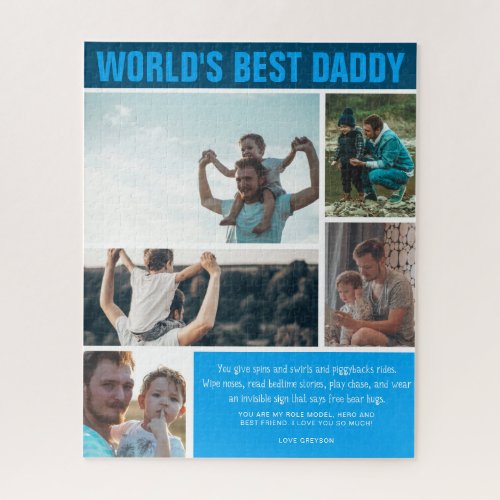 Worlds Best Dad  Color Block Photo Collage Jigsaw Puzzle