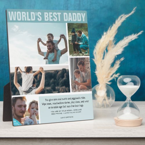Worlds Best Dad  Color Block Photo Collage Plaque