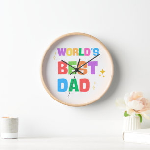 World's Best Dad Colorful Wooden Wall Clock