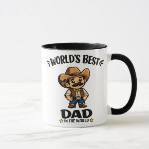 World's Best Dad Cowboy Cartoon Custom Mug