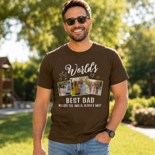 World's Best Dad Custom 3 Photo Collage T-Shirt