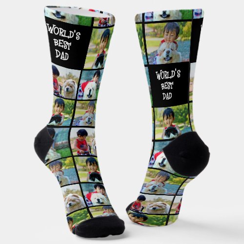 Worlds Best Dad Custom 4 Photo Socks