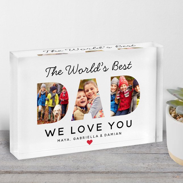 Worlds Best Dad Custom Family Collage Photo Block (Creator Uploaded)