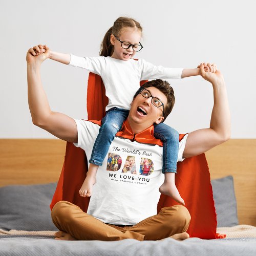 Worlds Best Dad Custom Family Photo Collage T_Shirt