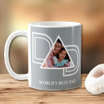 World's Best Dad Custom Father's Day Photo Coffee Mug<br><div class="desc">This World's Best Dad Photo Mug is decorated with the word DAD in white typography on a gray background.
Easily customizable with your photo.
Makes a perfect Father's Day gift.</div>