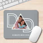 World's Best Dad Custom Father's Day Photo Mouse Pad<br><div class="desc">This World's Best Dad Photo Mouse pad is decorated with the word DAD in white typography on a gray background.
Easily customizable with your photo.
Makes a perfect Father's Day gift.</div>