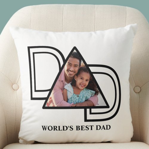 Worlds Best Dad Custom Photo Fathers Day Throw Pillow