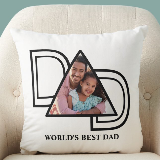 World's Best Dad Custom Photo Throw Pillow (Creator Uploaded)