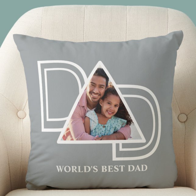 World's Best Dad Custom Photo Throw Pillow (Creator Uploaded)