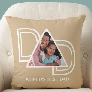 World's Best Dad Custom Photo Throw Pillow