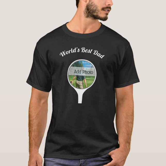 World's Best Dad, Cute Golf player photo golf ball T-Shirt (Front)