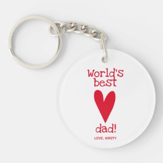 World's Best Dad! | Cute Red Heart - Father's Day  Keychain