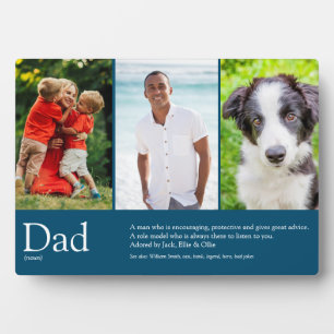 World's Best Dad, Daddy, Blue Definition 3 Photo Plaque