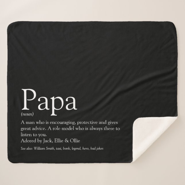 World's Best Dad, Daddy, Father Definition Black Sherpa Blanket (Front (Horizontal))