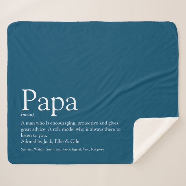 World's Best Dad, Daddy, Father Definition Blue Sherpa Blanket (Front (Horizontal))