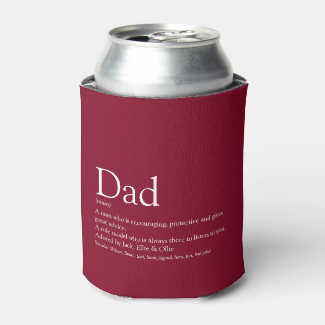 World's Best Dad Daddy Father Definition Burgundy Can Cooler (Can Front)