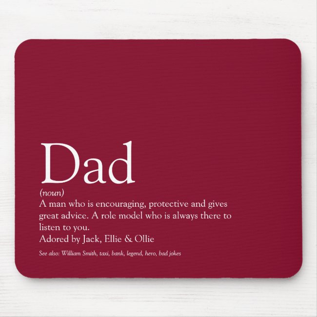 World's Best Dad Daddy Father Definition Burgundy Mouse Pad